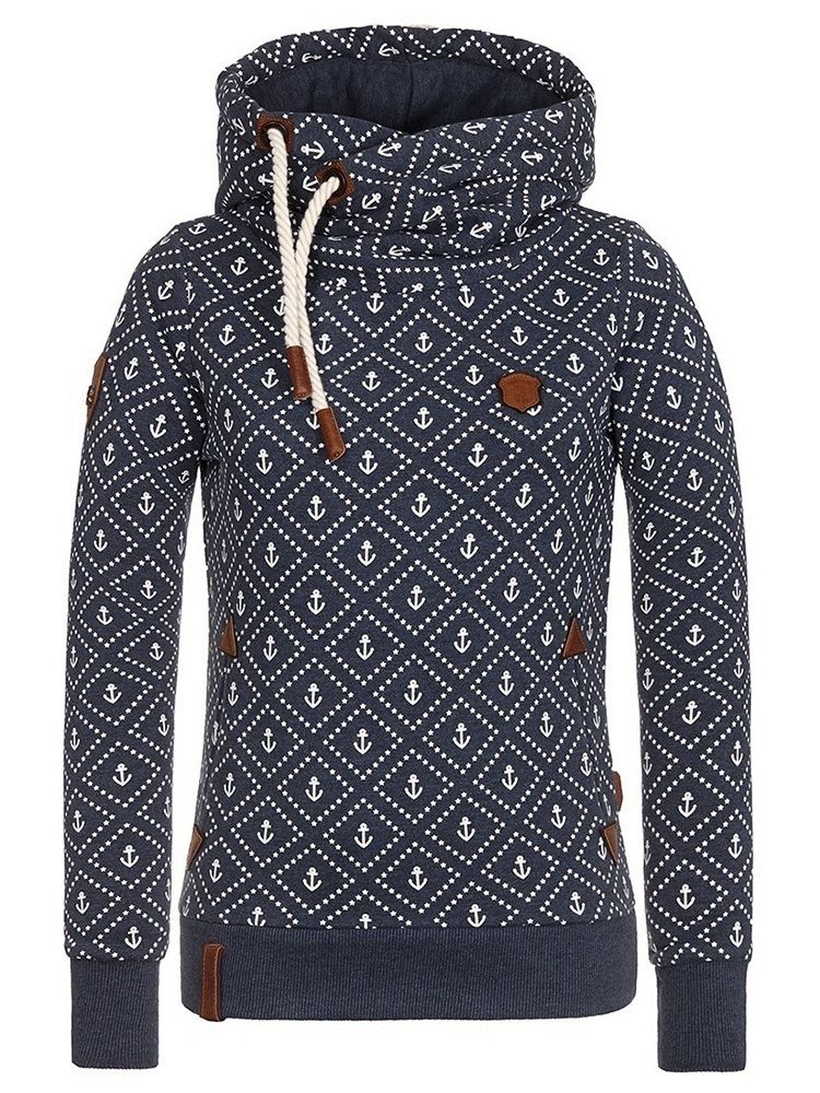 Normaler Langarm-hoodie Mit Normalem Print Für Damen