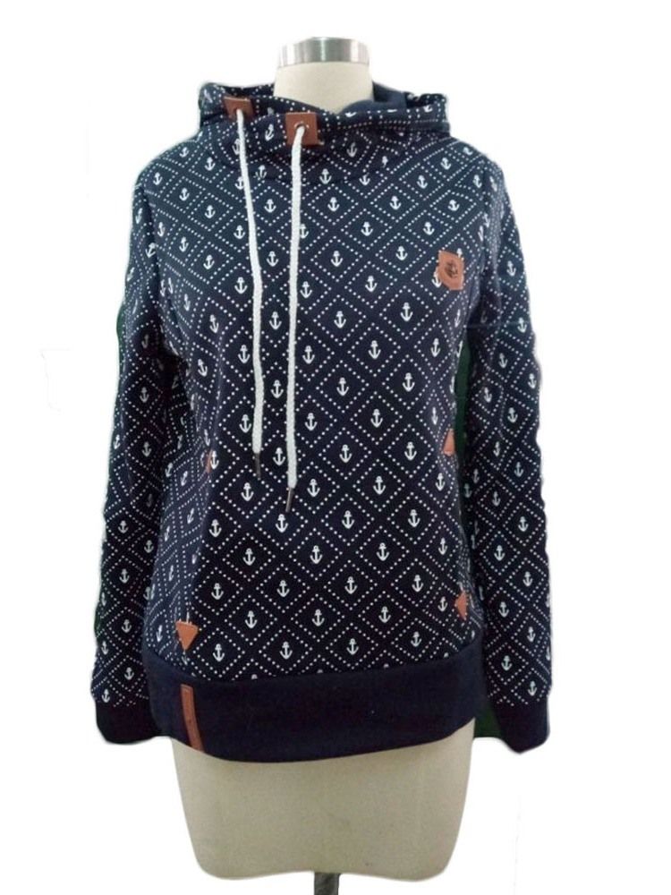 Normaler Langarm-hoodie Mit Normalem Print Für Damen