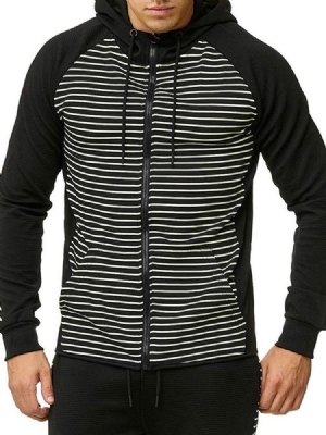 Pocket Cardigan Stripe Casual Herren Hoodies