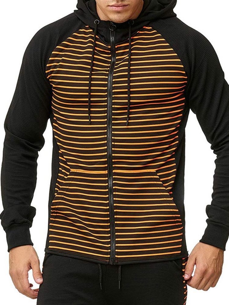 Pocket Cardigan Stripe Casual Herren Hoodies