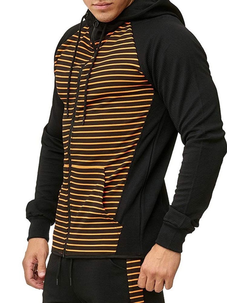 Pocket Cardigan Stripe Casual Herren Hoodies