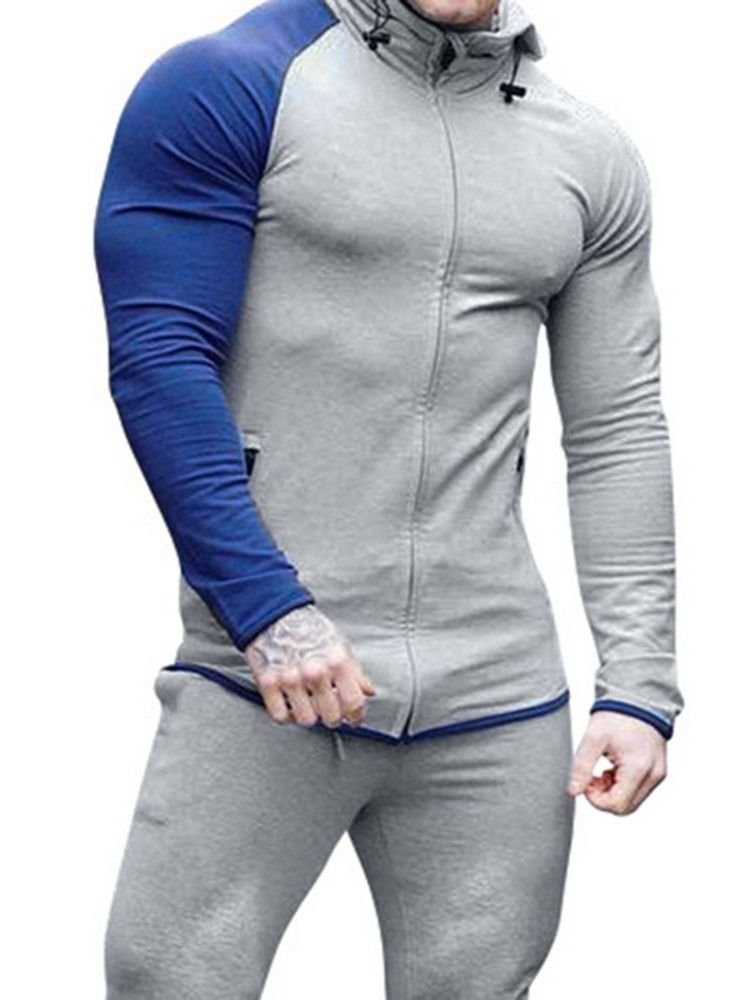 Pocket Pullover Color Block Herren Slim Hoodies