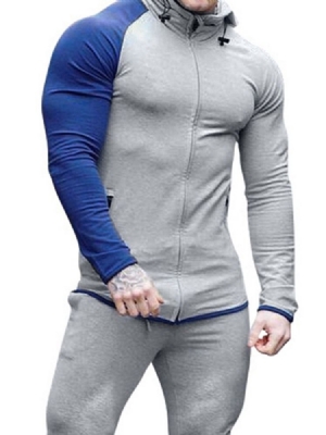 Pocket Pullover Color Block Herren Slim Hoodies