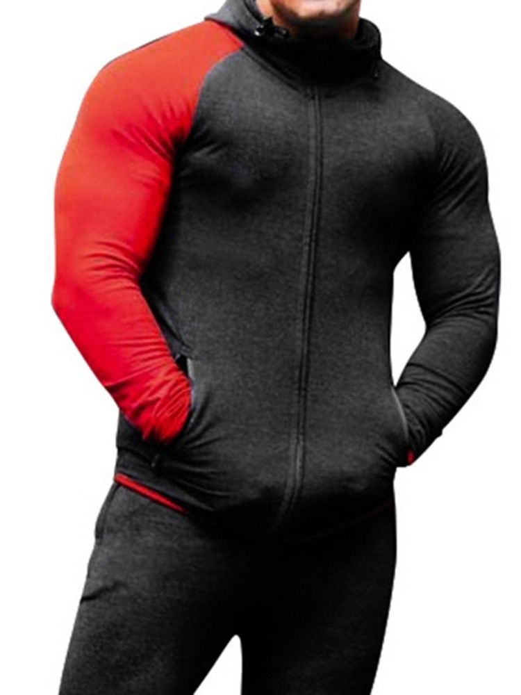 Pocket Pullover Color Block Herren Slim Hoodies