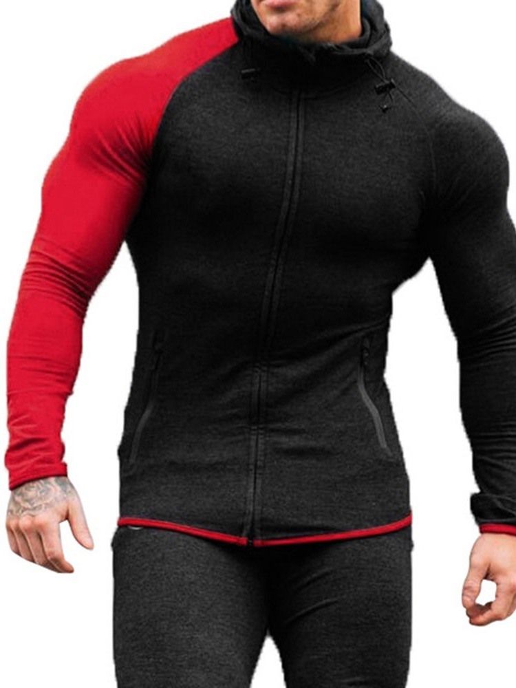 Pocket Pullover Color Block Herren Slim Hoodies