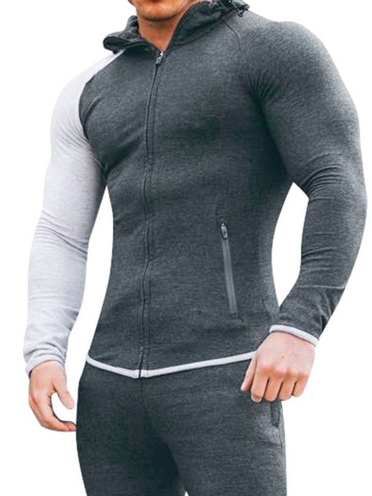 Pocket Pullover Color Block Herren Slim Hoodies