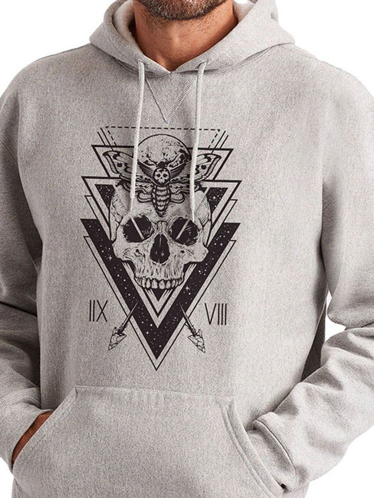 Pocket Pullover Totenkopf Herren Slim Hoodies