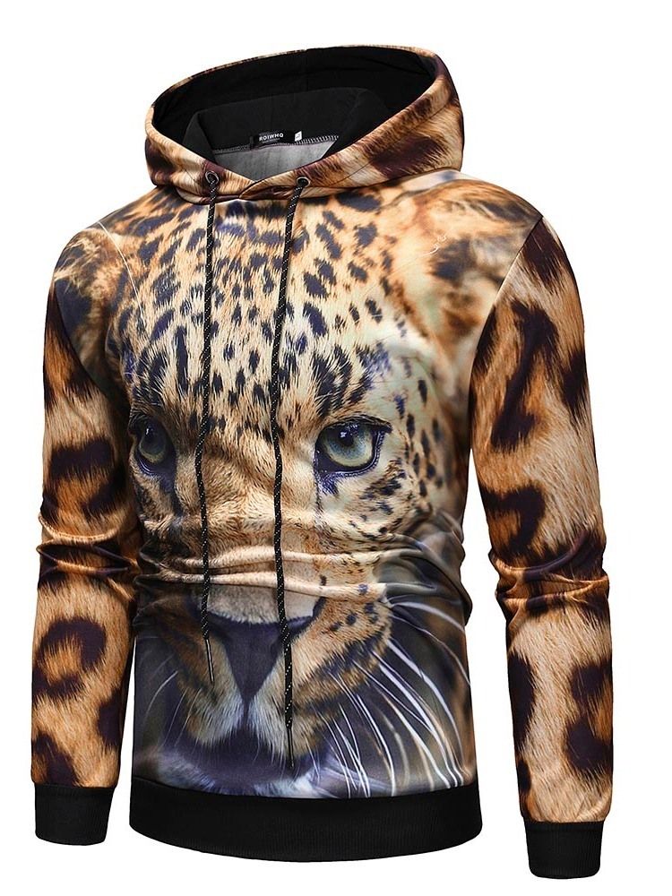 Print Fleece Pullover Herren Hoodies