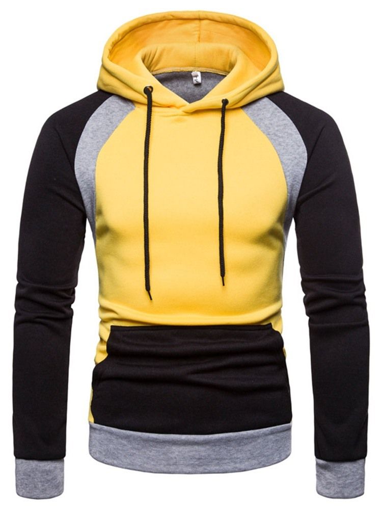 Pullover Color Block Pocket Hooded Slim Herren Hoodies