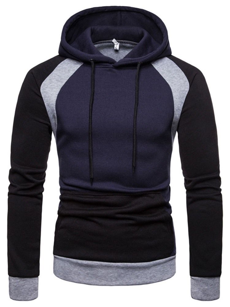 Pullover Color Block Pocket Hooded Slim Herren Hoodies