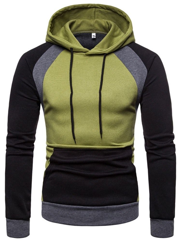 Pullover Color Block Pocket Hooded Slim Herren Hoodies