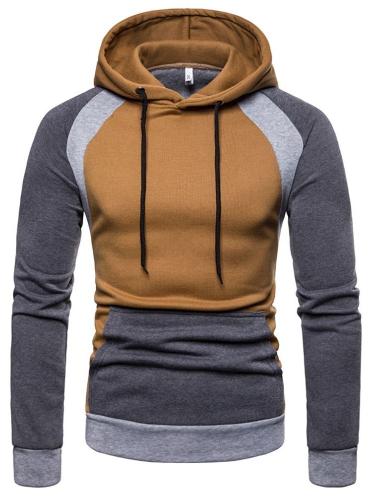 Pullover Color Block Pocket Hooded Slim Herren Hoodies