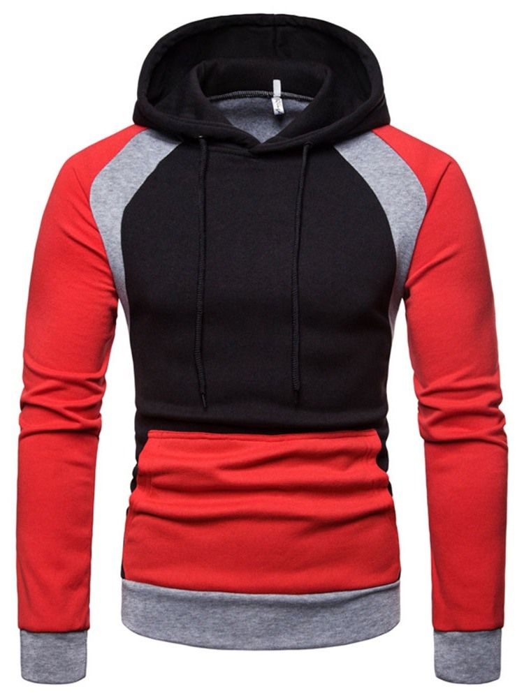 Pullover Color Block Pocket Hooded Slim Herren Hoodies