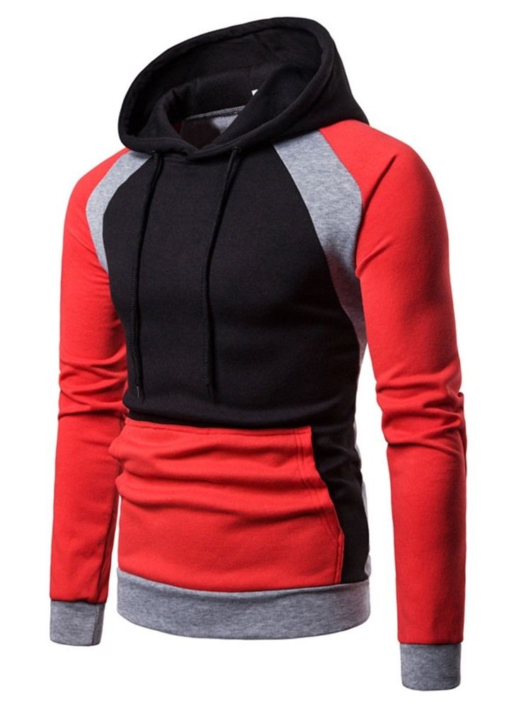 Pullover Color Block Pocket Hooded Slim Herren Hoodies