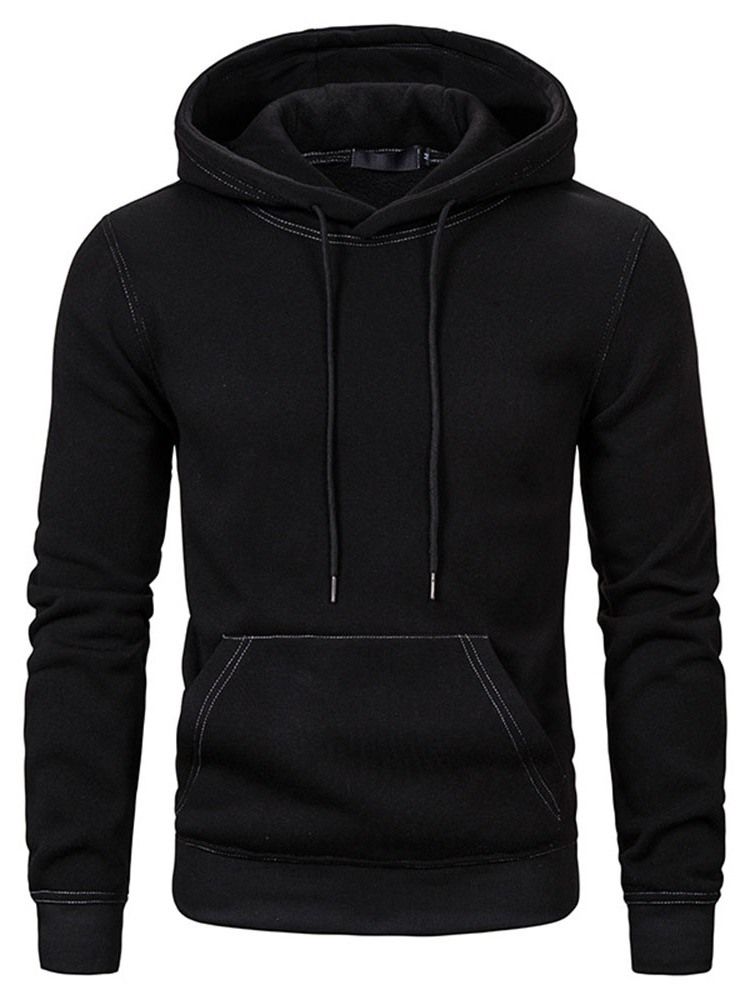 Pullover Pocket Plain Slim Herren Hoodies