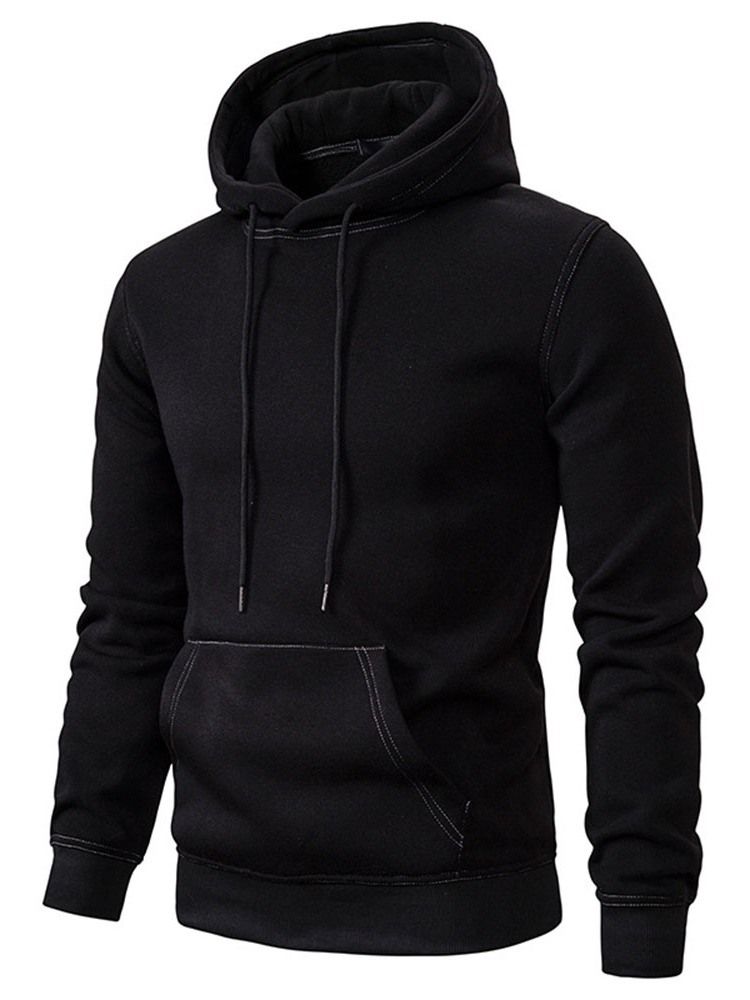 Pullover Pocket Plain Slim Herren Hoodies