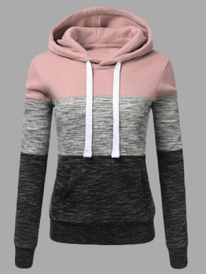 Regulärer Farbblock-kapuzen-winter-hoodie Für Damen