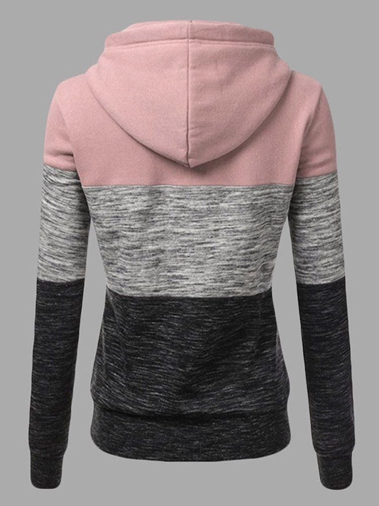 Regulärer Farbblock-kapuzen-winter-hoodie Für Damen