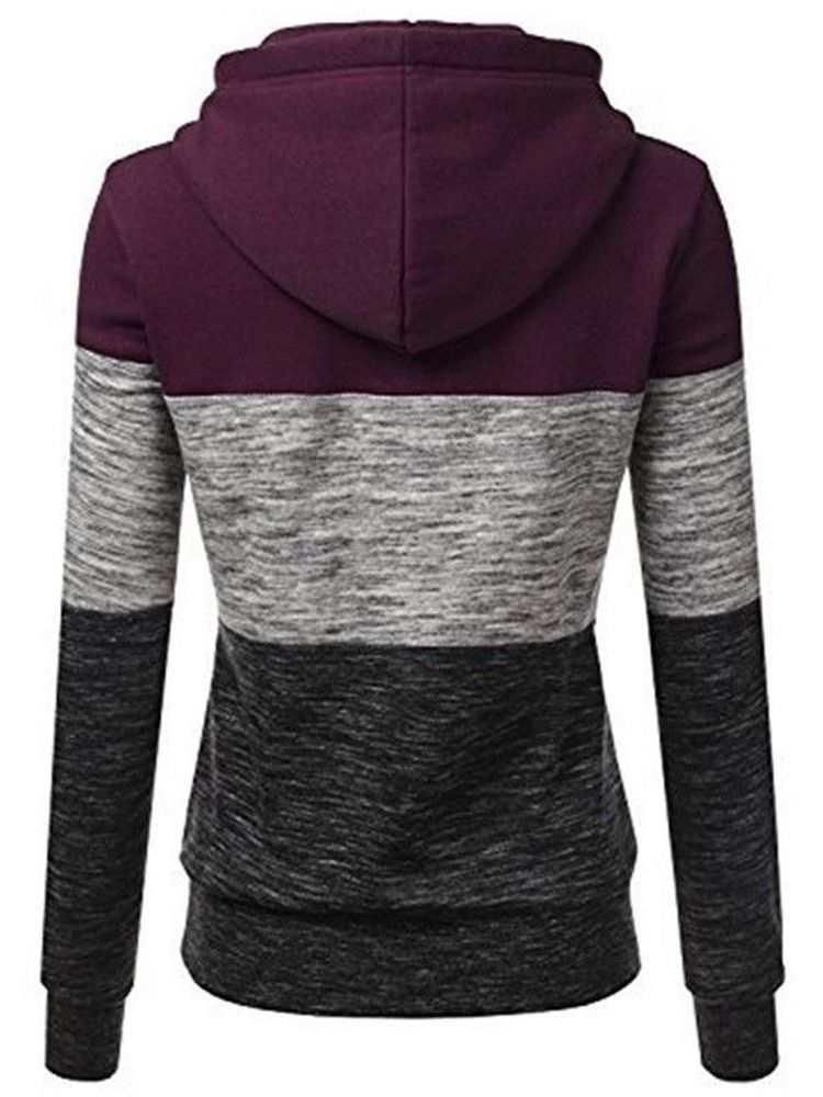 Regulärer Farbblock-kapuzen-winter-hoodie Für Damen