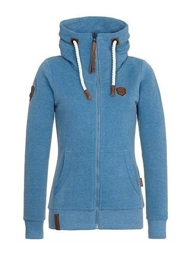 Schlanker Rollkragen-reißverschluss Für Damen Hoddie