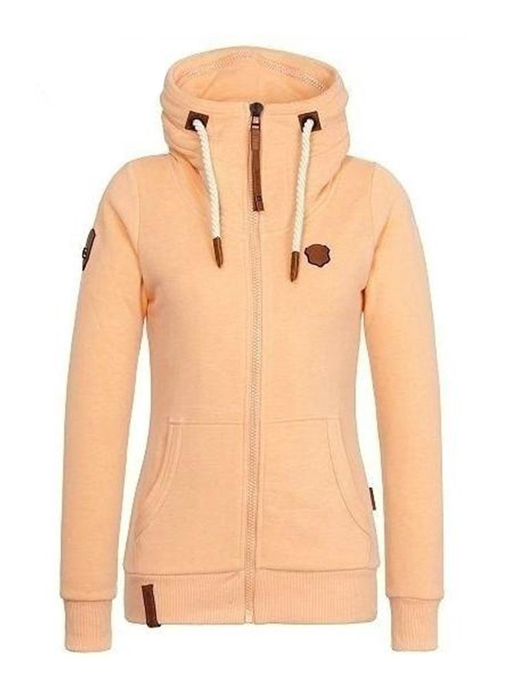 Schlanker Rollkragen-reißverschluss Für Damen Hoddie