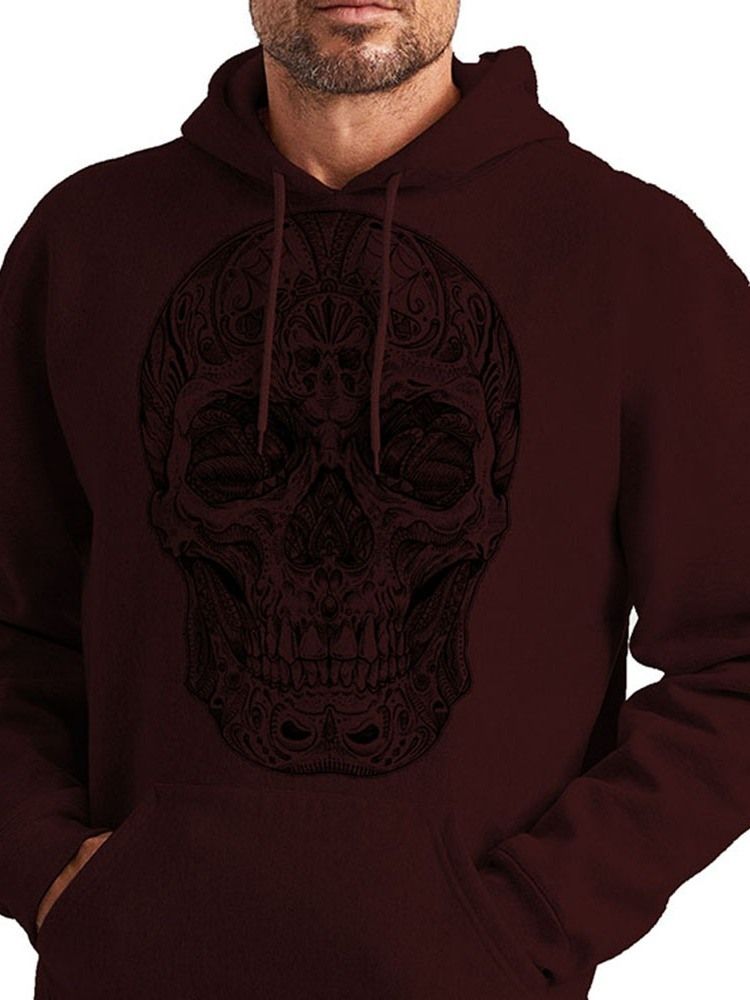 Skull Print Pullover Herren Kapuzenpullover