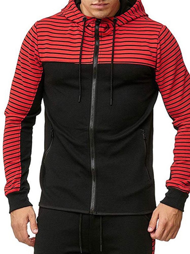 Zipper Stripe Cardigan Casual Herren Hoodies