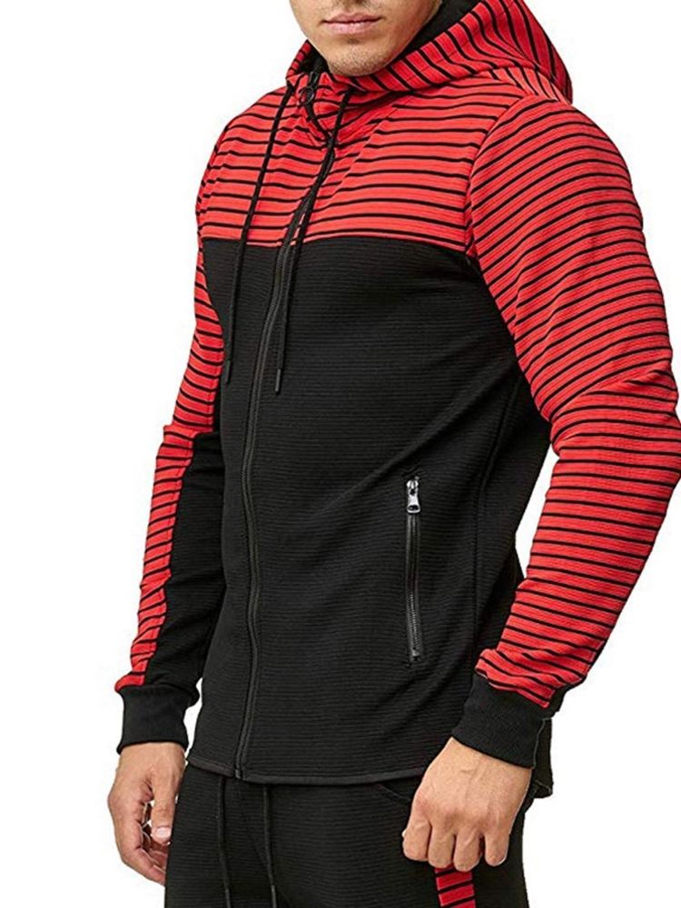 Zipper Stripe Cardigan Casual Herren Hoodies