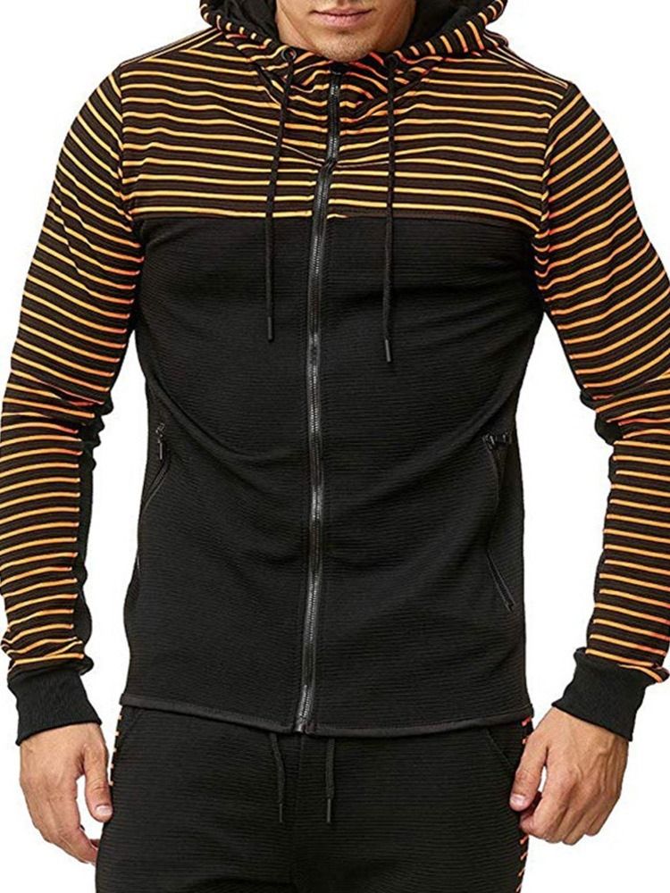 Zipper Stripe Cardigan Casual Herren Hoodies