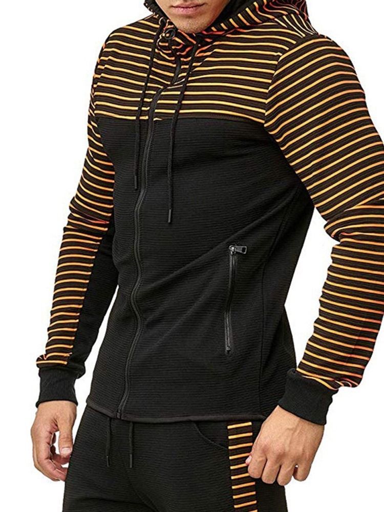 Zipper Stripe Cardigan Casual Herren Hoodies