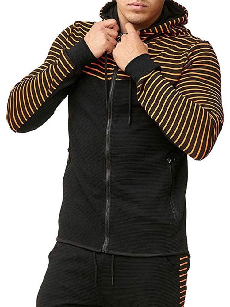 Zipper Stripe Cardigan Casual Herren Hoodies