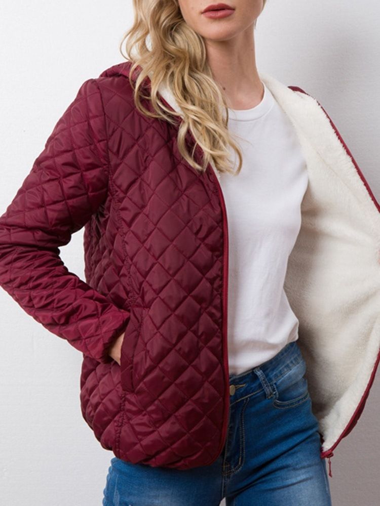 Damen Gefütterte Standard-baumwolljacke Mit Losem Reißverschluss Zip