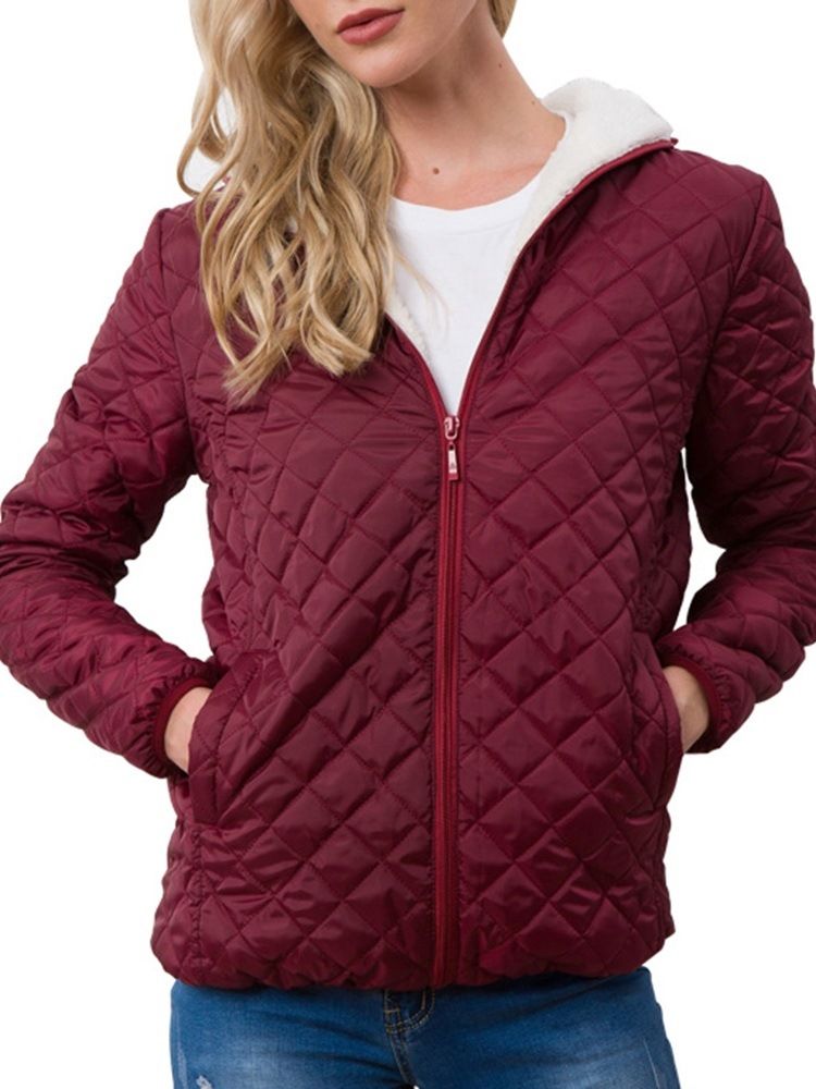 Damen Gefütterte Standard-baumwolljacke Mit Losem Reißverschluss Zip