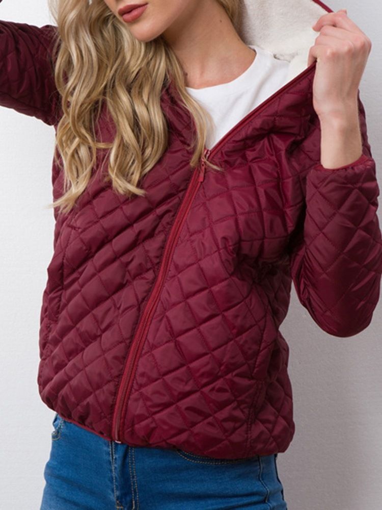 Damen Gefütterte Standard-baumwolljacke Mit Losem Reißverschluss Zip