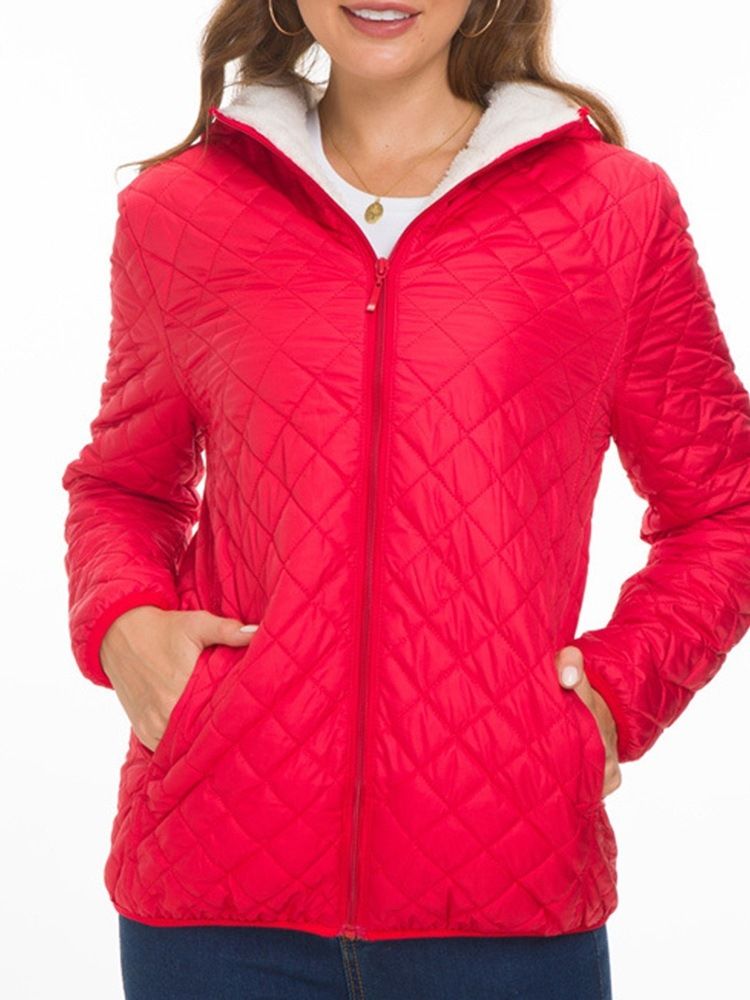 Damen Gefütterte Standard-baumwolljacke Mit Losem Reißverschluss Zip