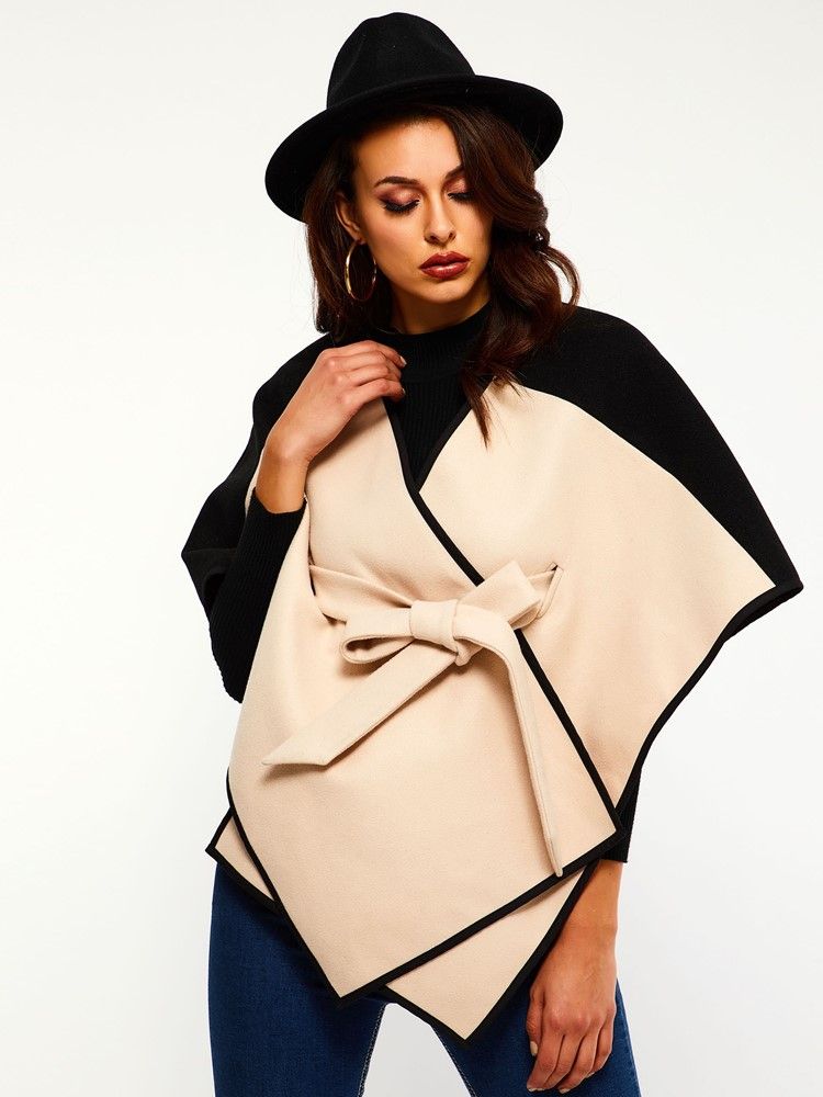 Western Herbst Cape Mit Dickem Farbblock Für Damen