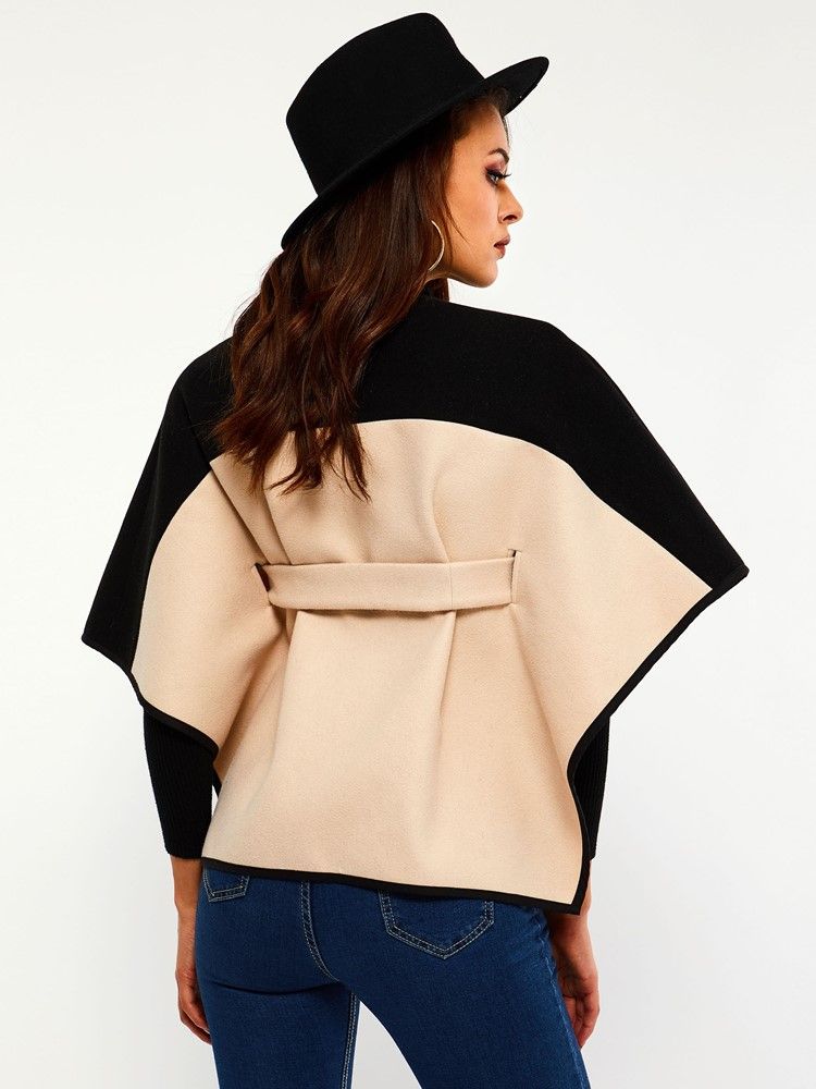 Western Herbst Cape Mit Dickem Farbblock Für Damen