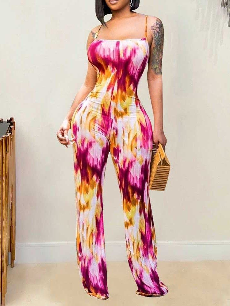 Backless Floral Office Lady Slim Straight Damen Jumpsuit