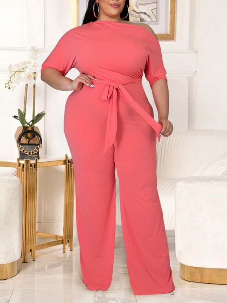 Einfarbiger Modischer Damen-overall Mit Weitem Bein Und Niedriger Taille