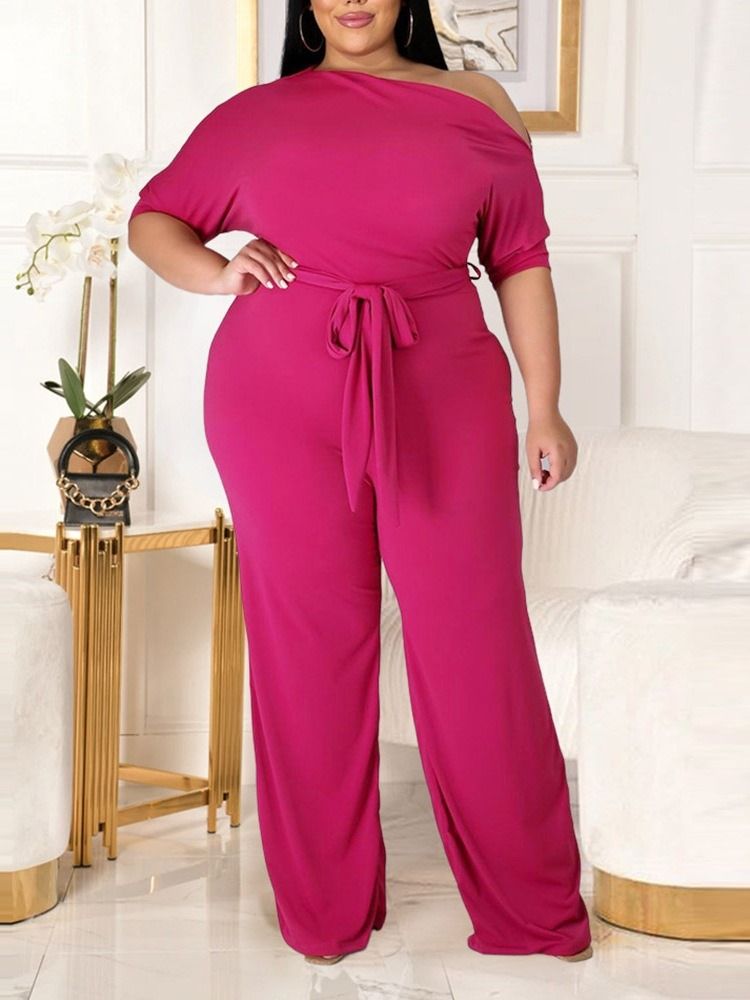 Einfarbiger Modischer Damen-overall Mit Weitem Bein Und Niedriger Taille