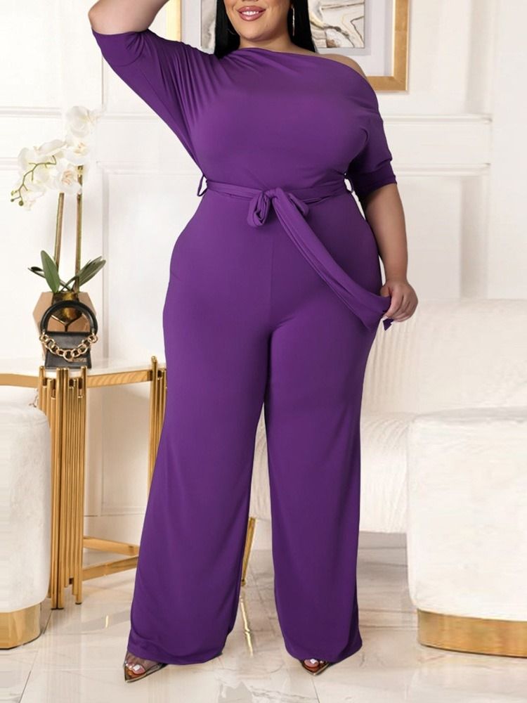 Einfarbiger Modischer Damen-overall Mit Weitem Bein Und Niedriger Taille