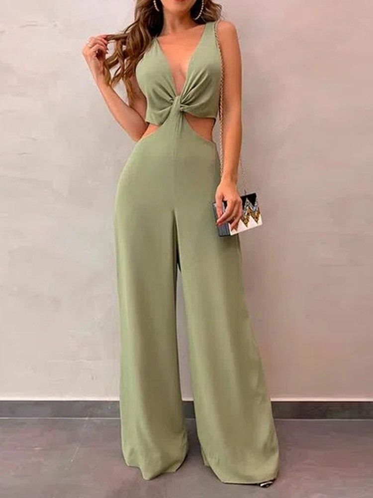 Einfarbiger Sexy Damen-overall Mit Mittlerer Taille In Voller Länge