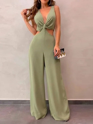 Einfarbiger Sexy Damen-overall Mit Mittlerer Taille In Voller Länge