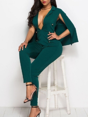 Knöpfe In Voller Länge Einfarbig Schmale Hose Damen Jumpsuit Women