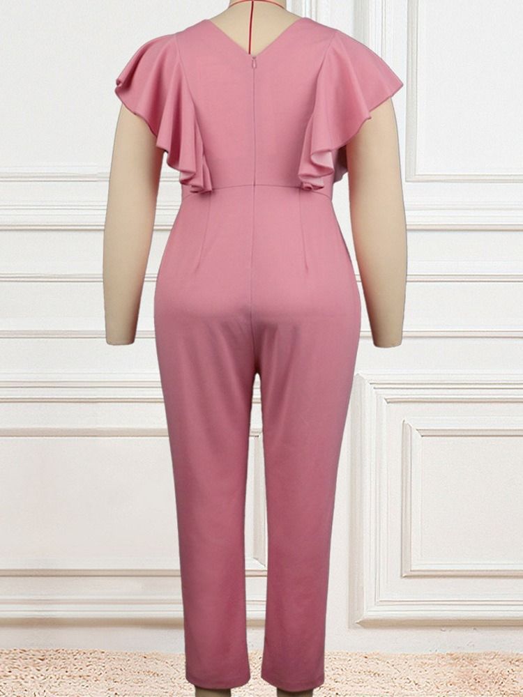 Lässige Schlichte Bleistifthose In Voller Länge Damen Slim Jumpsuit Plus Size