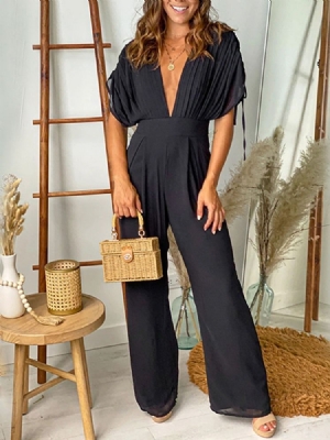 Lässiger Plissierter Damen-overall Mit Weitem Bein In Voller Länge Length