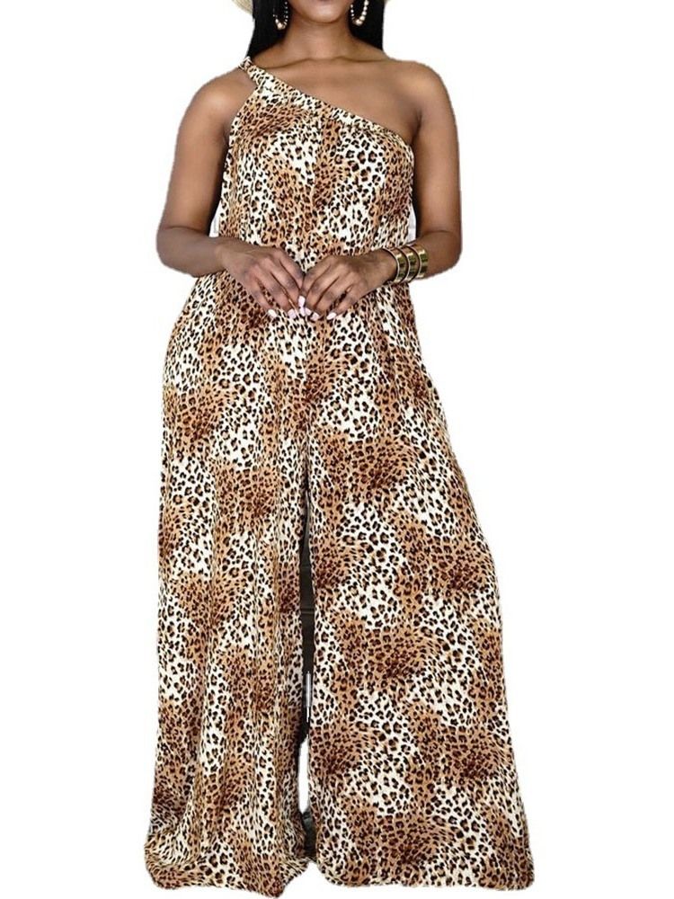 Leopard Casual In Voller Länge Lose Damen Overall Mit Weitem Bein