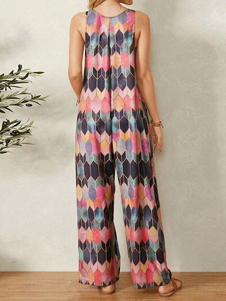 Loser Damen-overall In Voller Länge Mit Geometrischem Print