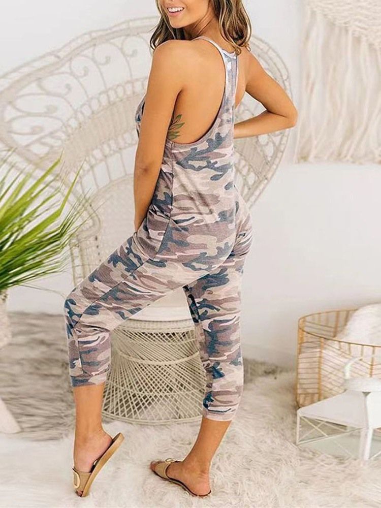 Mitte Wadentarnung Rückenfreie Bleistifthose Damen Slim Jumpsuit