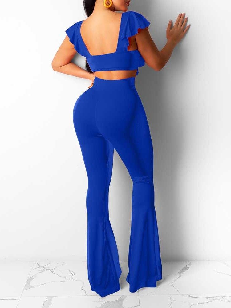 Mode Plain Bellbottoms Damen Slim Jumpsuit In Voller Länge